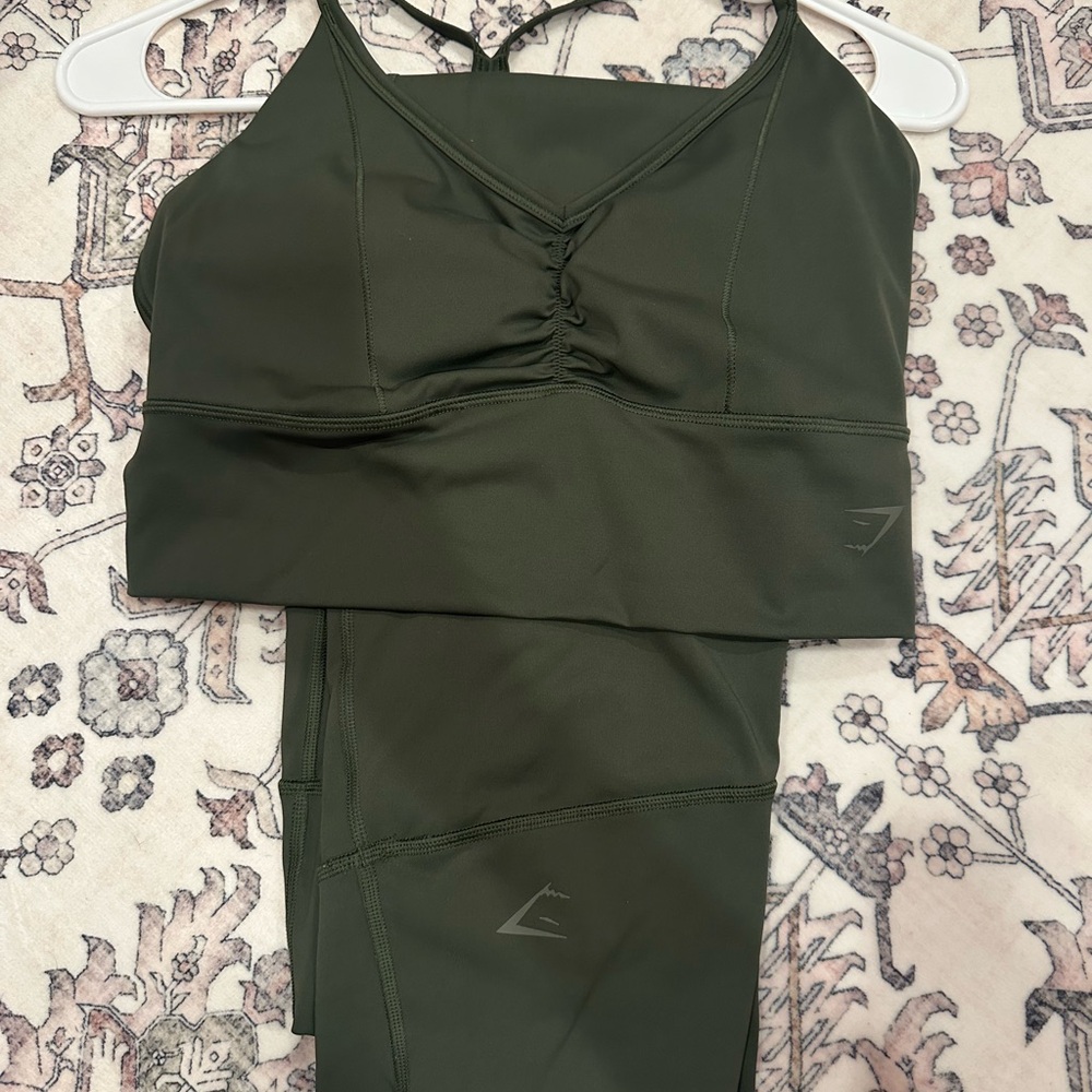 Gymshark Olive Green Sports Bra and Leggings Set